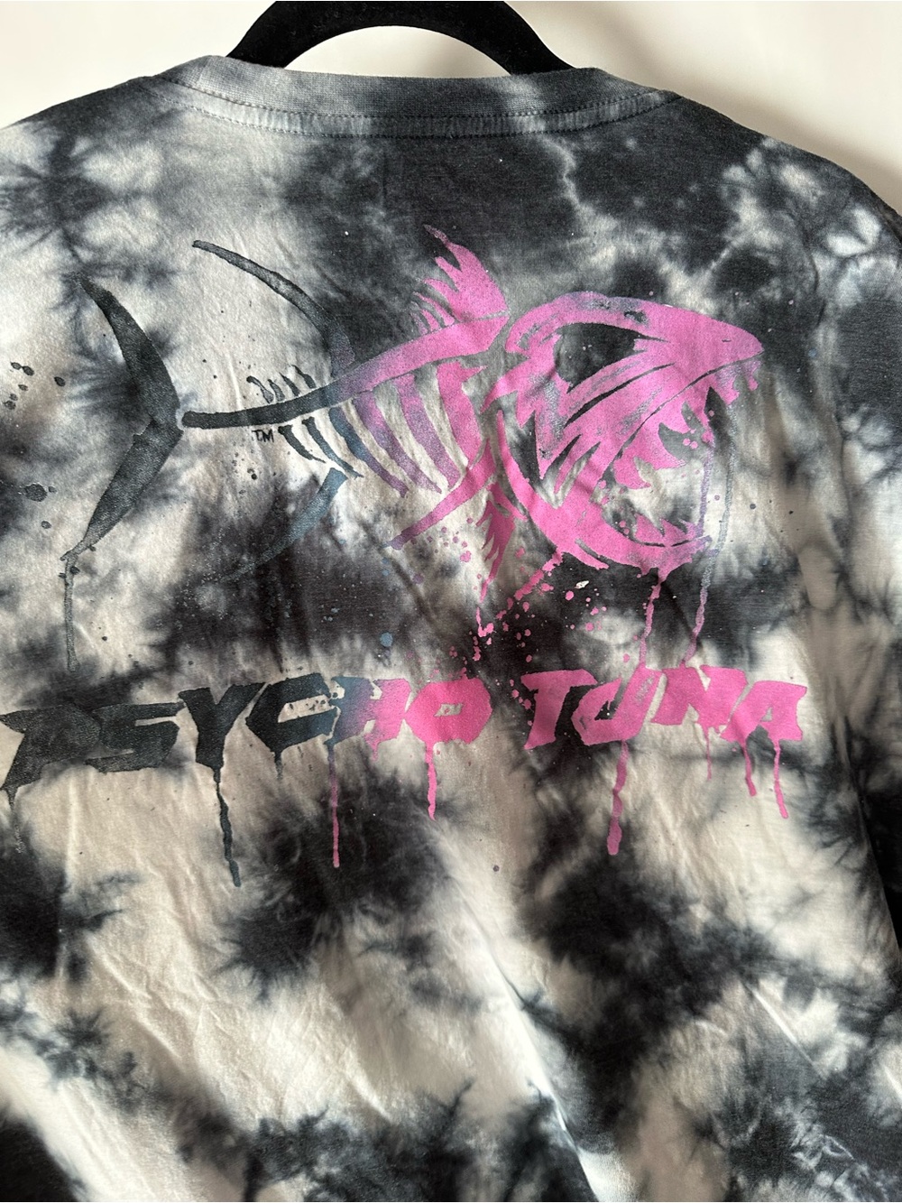 Psycho Tuna Watercolor Tie-Dye Graphic Tee - Black, White & Pink/Purple - Picture 2 of 8